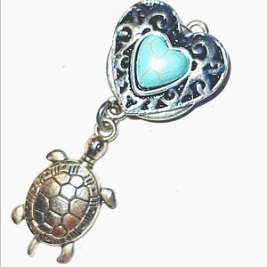 TURTLE 🐢 & TURQUOISE INTERCHANGEABLE SNAP PENDANT